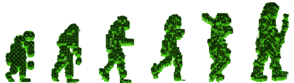 Human evolution pixel art